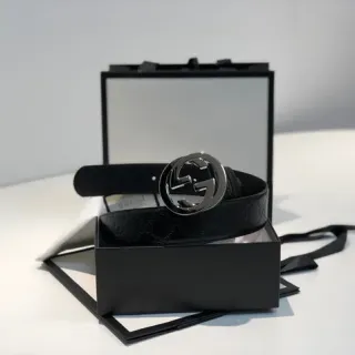 Gucci Ophidia Interlocking G Buckle Black Leather Belt