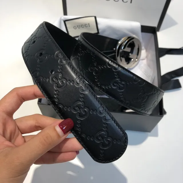 Gucci Ophidia Interlocking G Buckle Ceinture en cuir noir 4