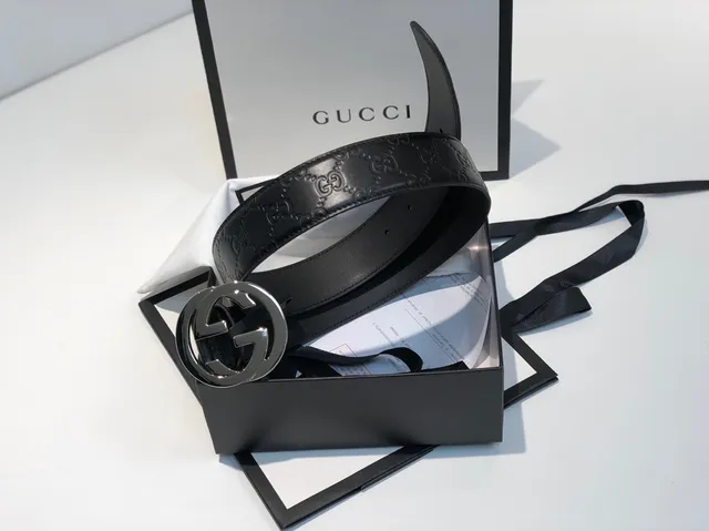 Gucci Ophidia Interlocking G Buckle Ceinture en cuir noir 5