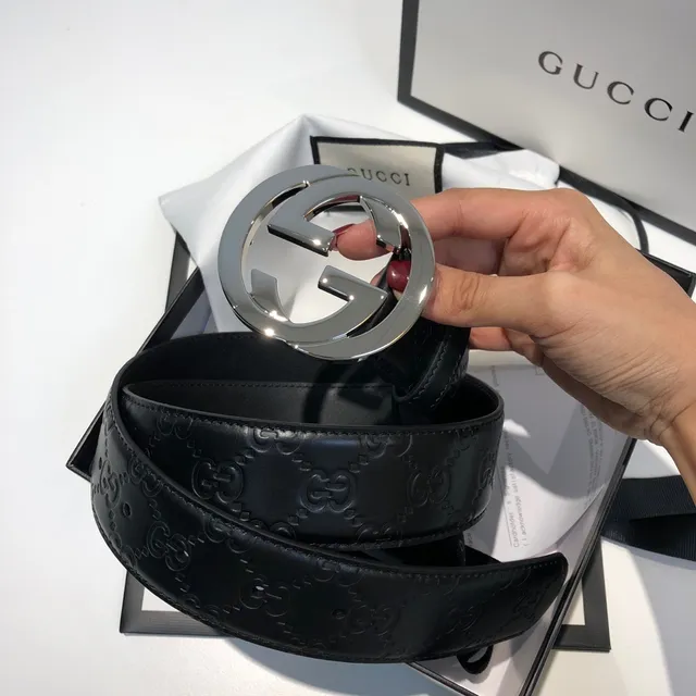 Gucci Ophidia Interlocking G Buckle Ceinture en cuir noir 6