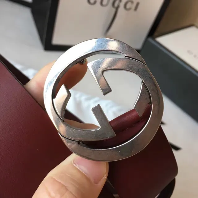 Gucci Ophidia Interlocking G Buckle Burgundy Leather Belt 2