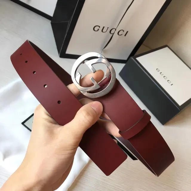 Gucci Ophidia Interlocking G Buckle Burgundy Leather Belt 3