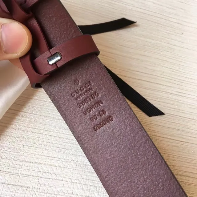 Gucci Ophidia Interlocking G Buckle Burgundy Leather Belt 5