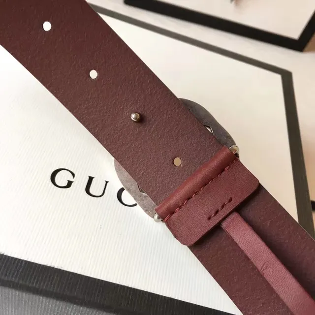 Gucci Ophidia Interlocking G Buckle Burgundy Leather Belt 6