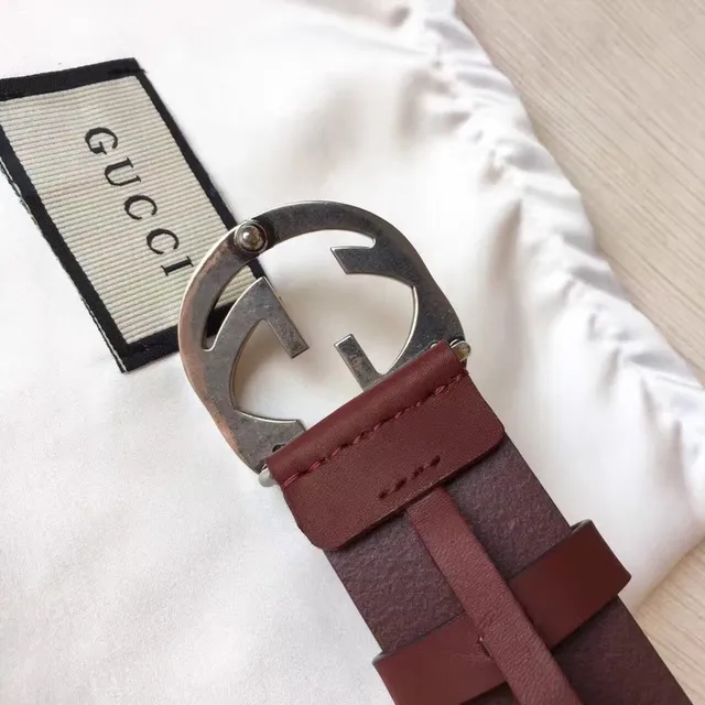 Gucci Ophidia Interlocking G Buckle Burgundy Leather Belt 7