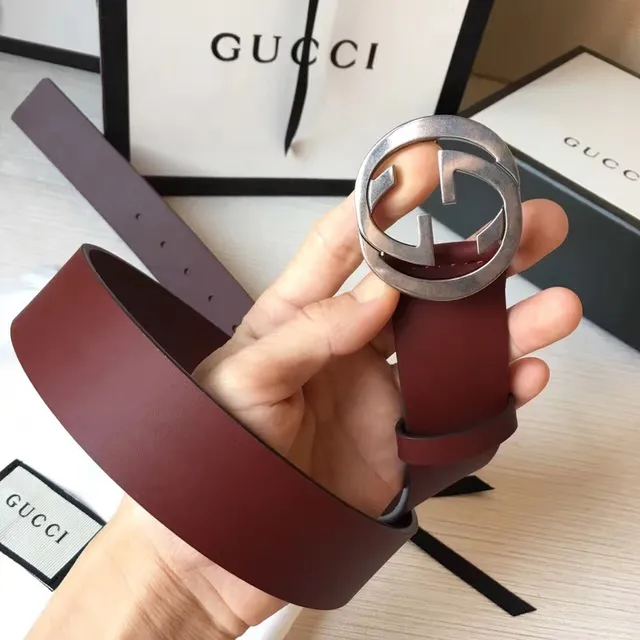 Gucci Ophidia Interlocking G Buckle Burgundy Leather Belt 8