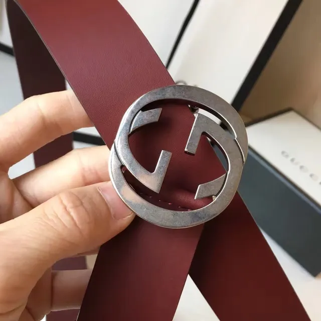Gucci Ophidia Interlocking G Buckle Burgundy Leather Belt 9