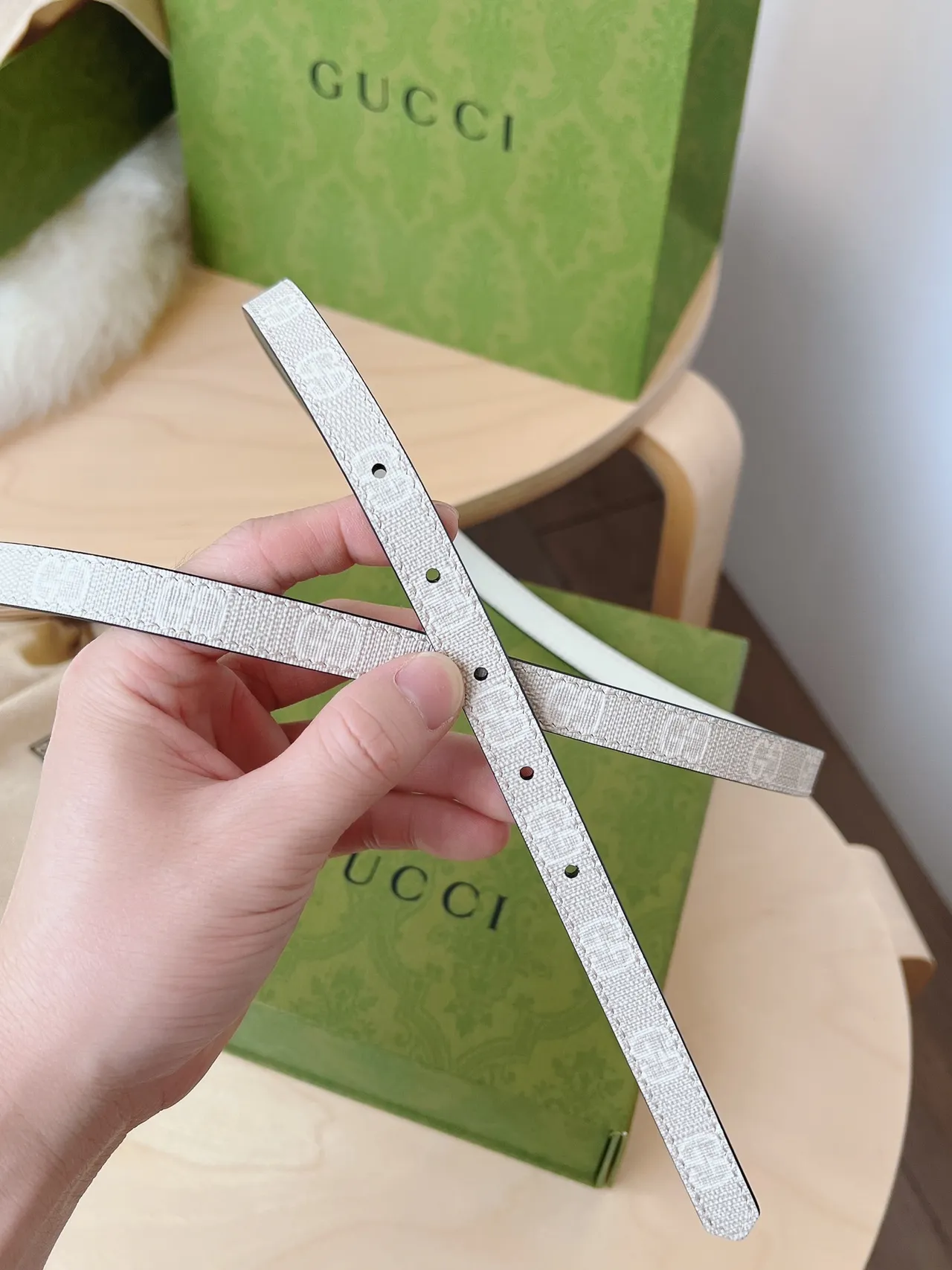 Gucci Ophidia Thin Reversible GG Monogram Leather Belt 2