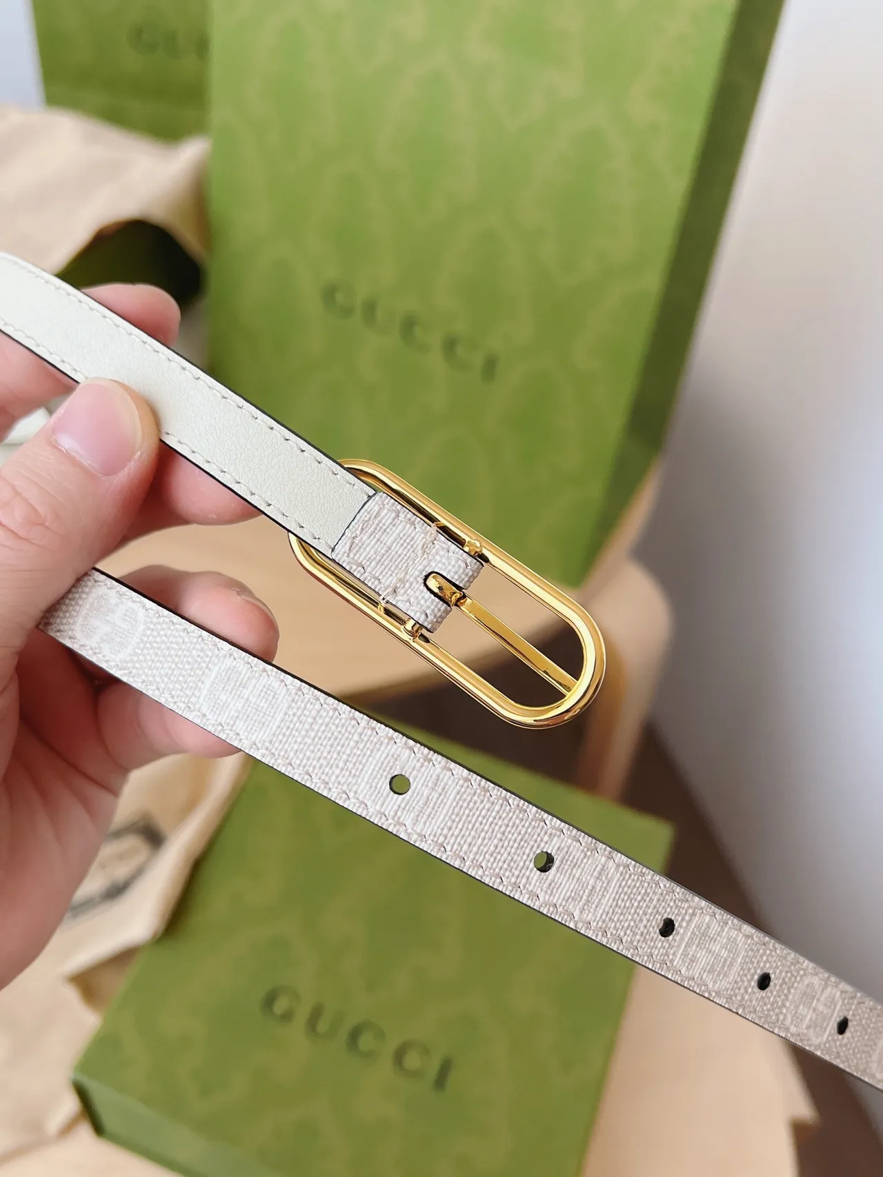 Gucci Ophidia Thin Reversible GG Monogram Leather Belt 4