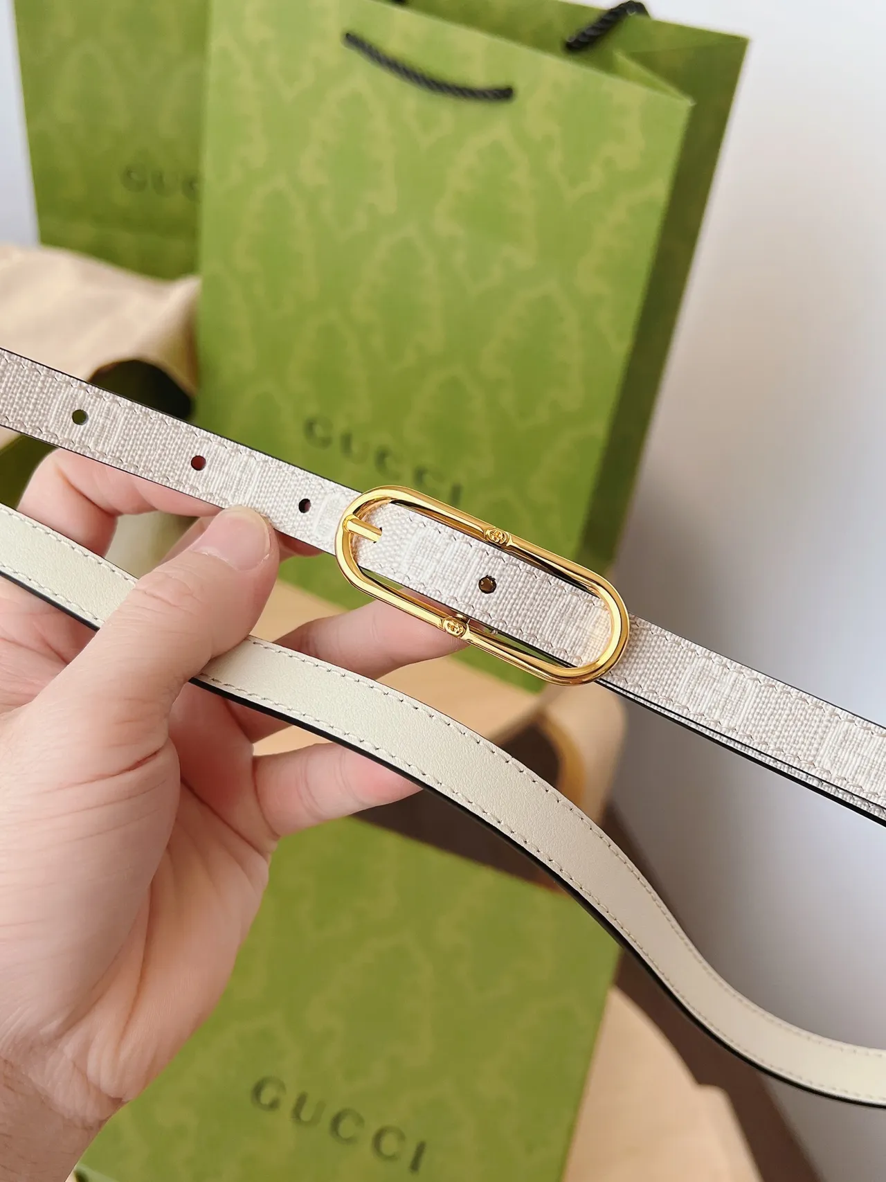 Gucci Ophidia Thin Reversible GG Monogram Leather Belt 6