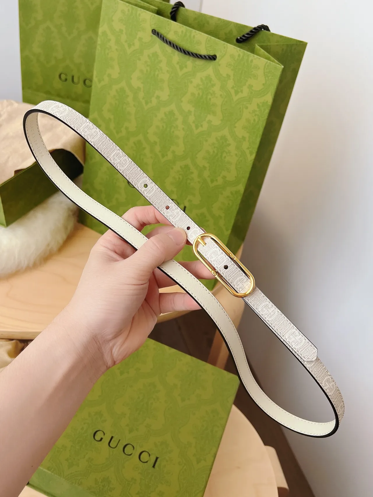 Gucci Ophidia Thin Reversible GG Monogram Leather Belt 7