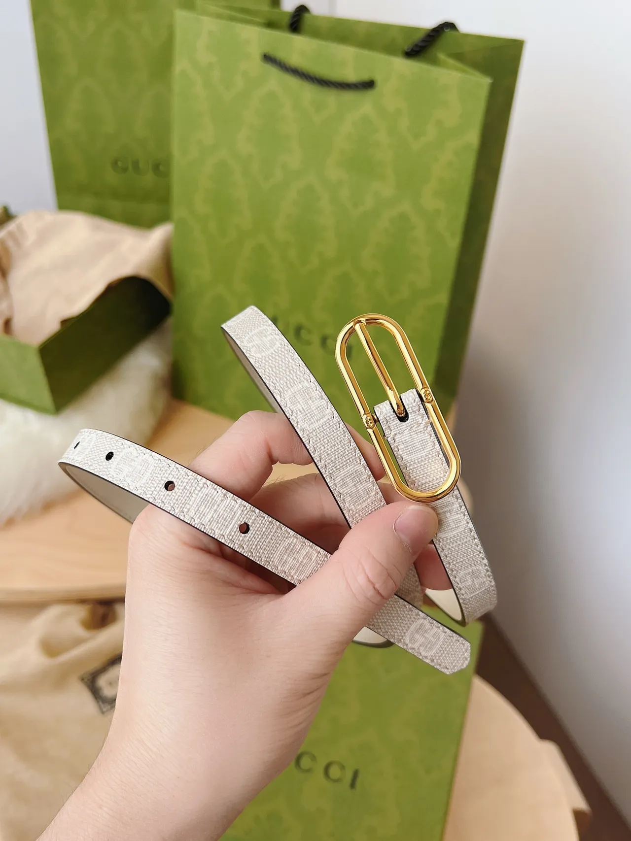 Gucci Ophidia Thin Reversible GG Monogram Leather Belt 8
