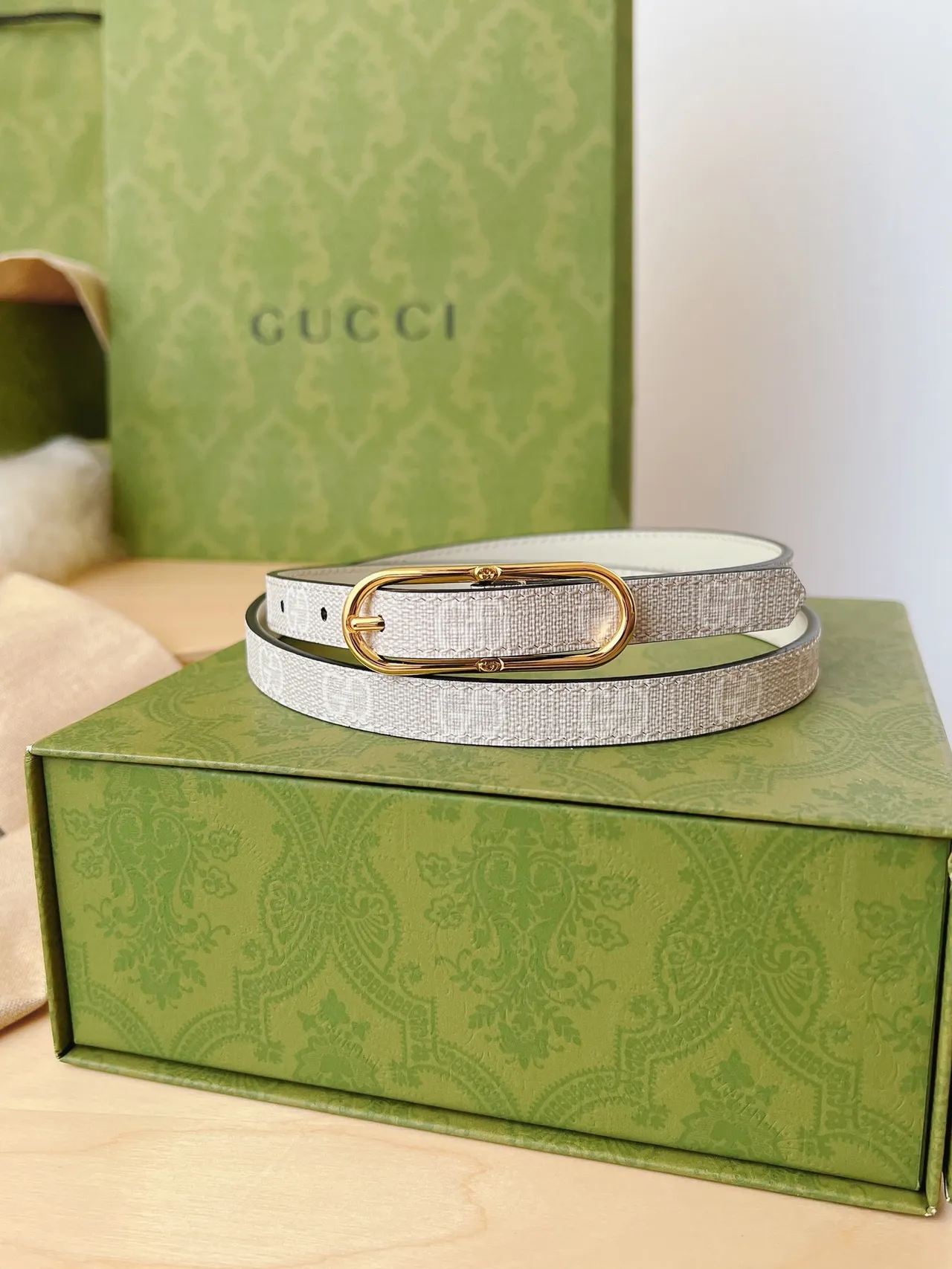Gucci Ophidia Thin Reversible GG Monogram Leather Belt 9