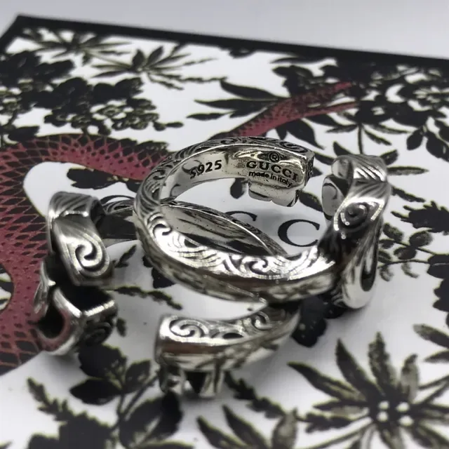 Gucci Ornate Scrollwork Open-Band Silver Ring 4