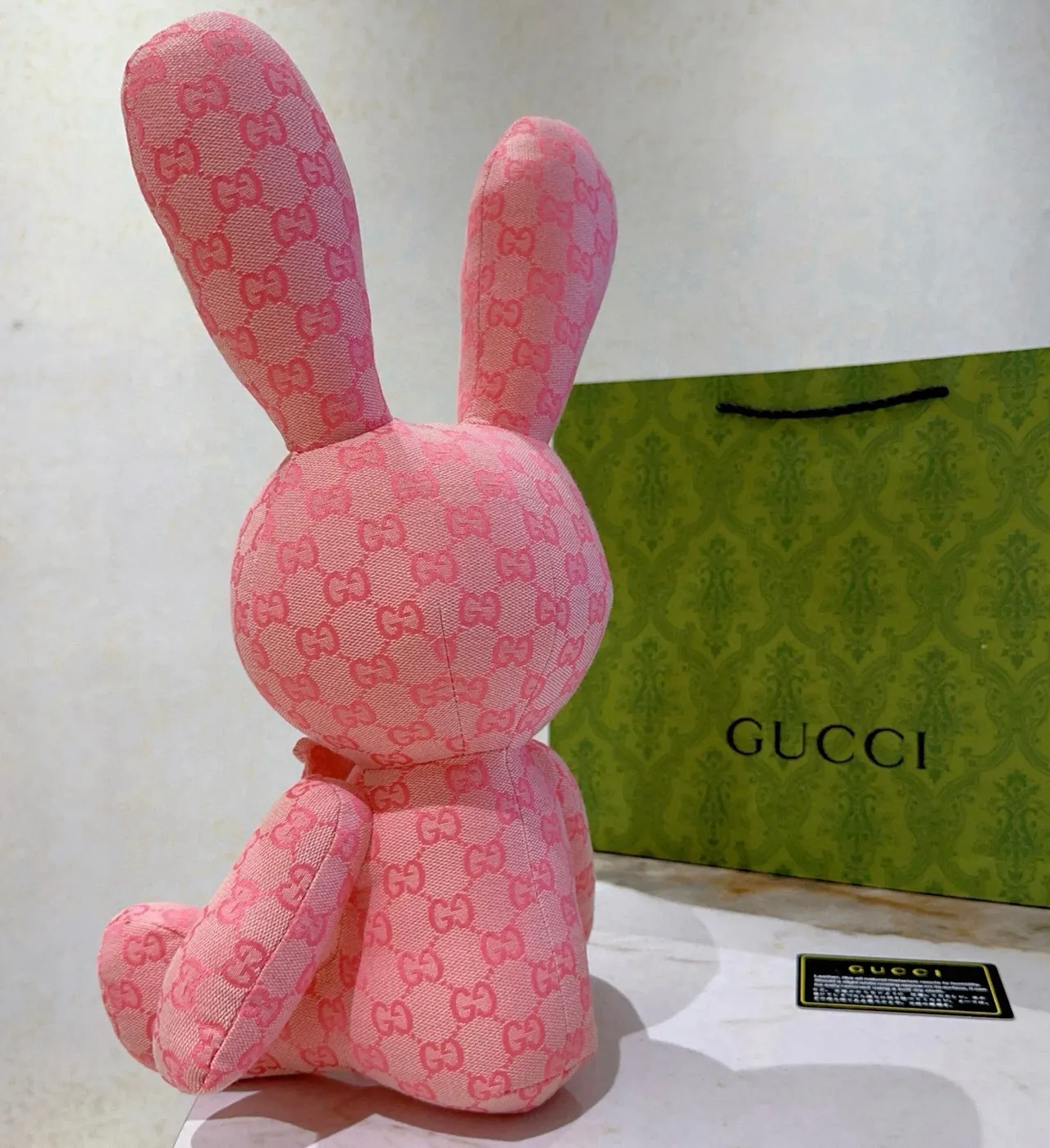 Gucci Pink GG Monogram Fabric Plush Stuffed Toy Handbag 4