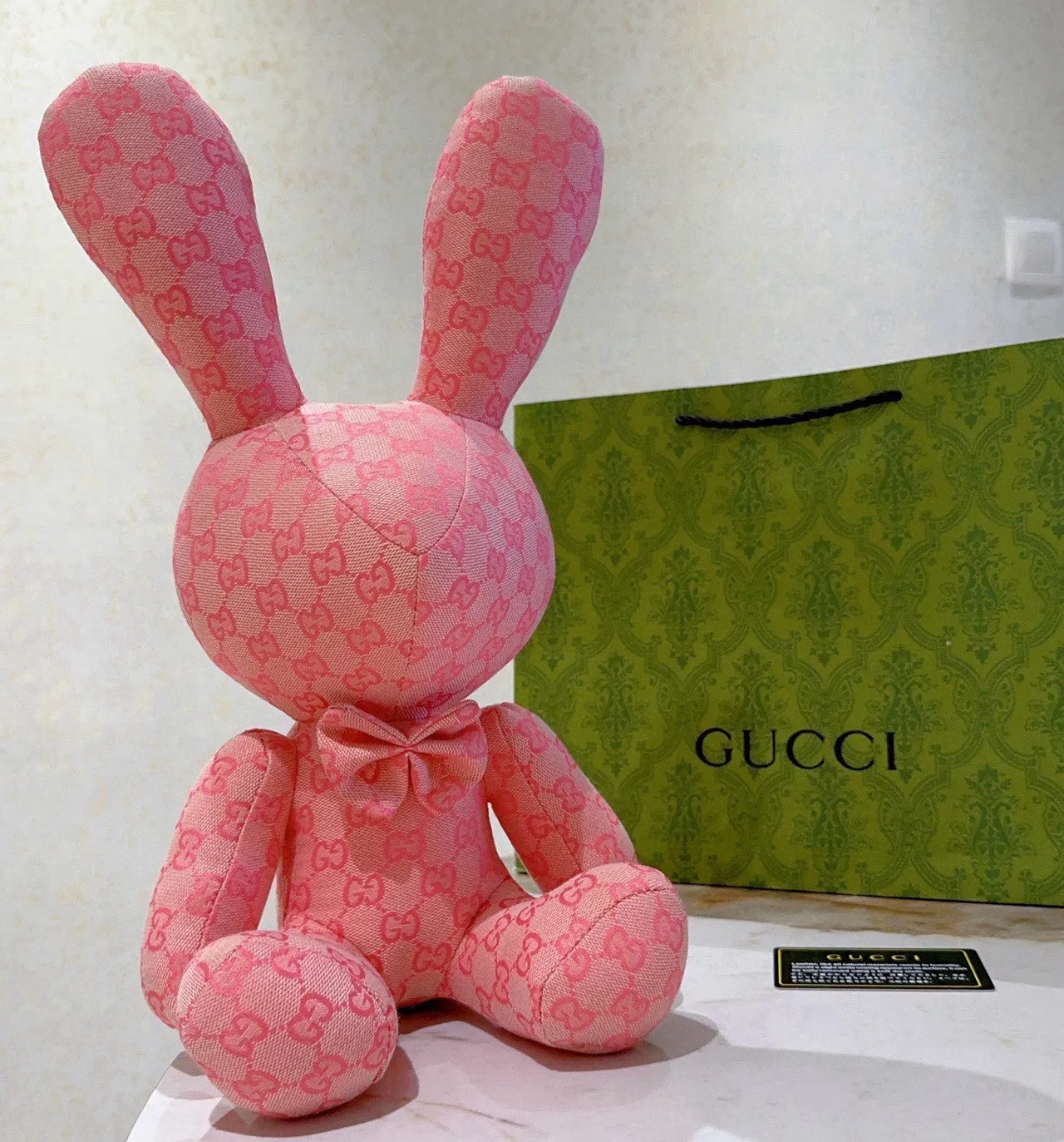 Gucci Pink GG Monogram Fabric Plush Stuffed Toy Handbag 6