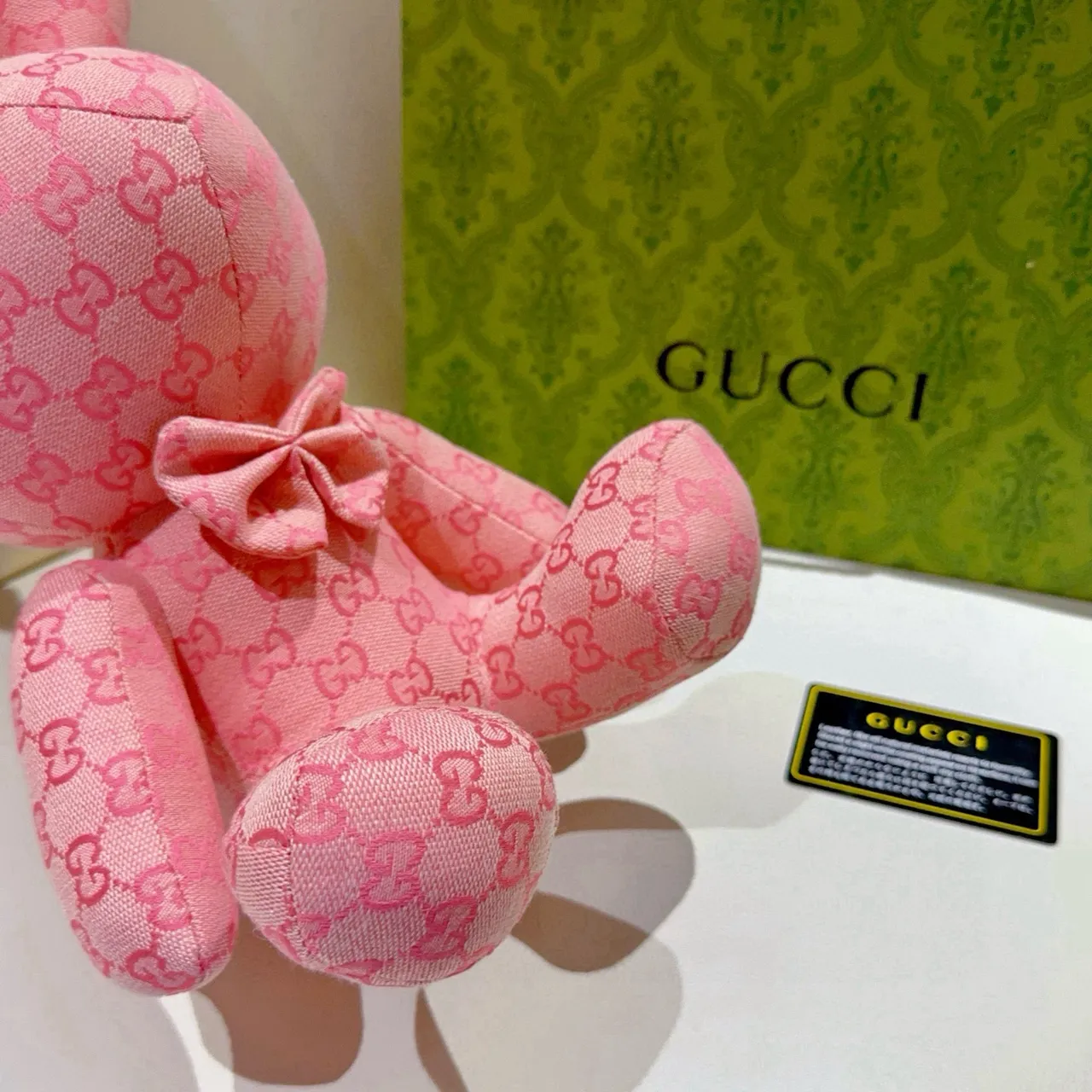 Gucci Pink GG Monogram Fabric Plush Stuffed Toy Handbag 7