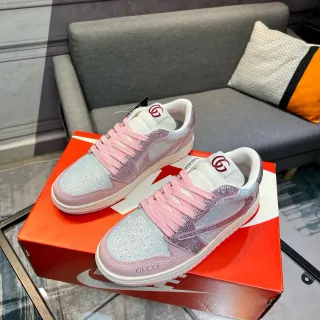 Gucci Pink Silver Crystal-Embellished Iridescent Mesh Lifestyle Sneakers