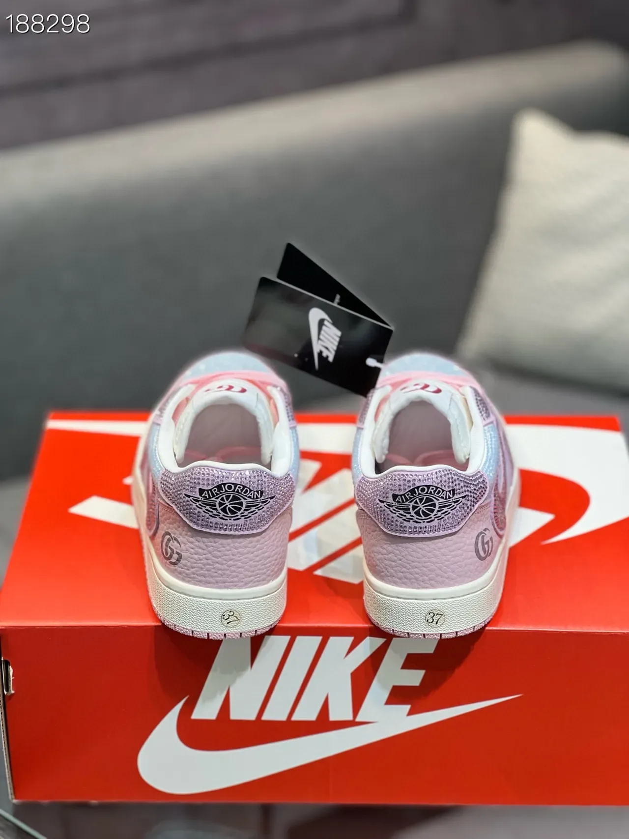 Gucci Pink Silver Crystal-Embellished Iridescent Mesh Lifestyle Sneakers 2