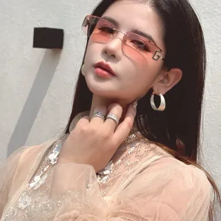 Gucci Pink Silver Rimless Sunglasses