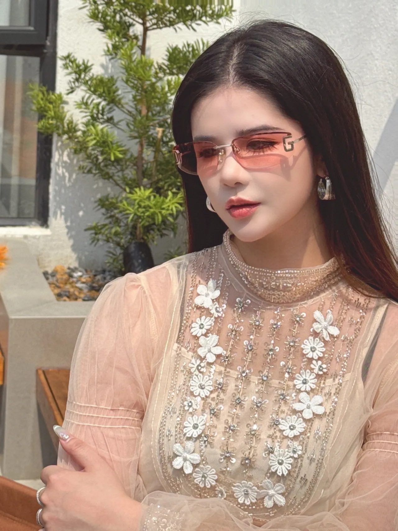 Gucci Pink Silver Rimless Sunglasses 7