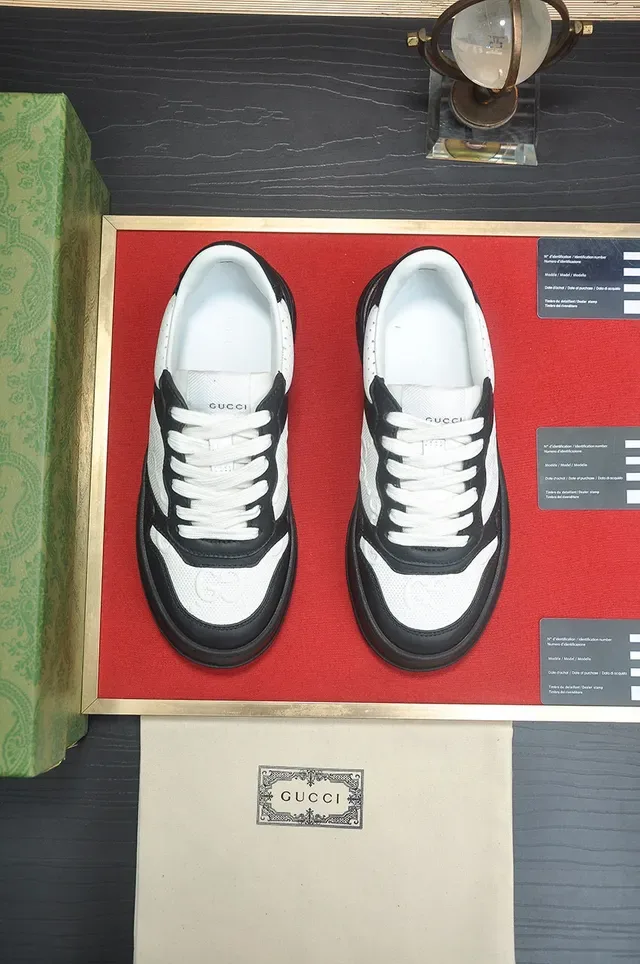 Gucci Rhyton Black and White Perforated Leather Lifestyle Sneakers 2