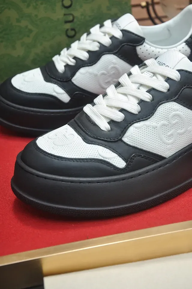 Gucci Rhyton Black and White Perforated Leather Lifestyle Sneakers 3