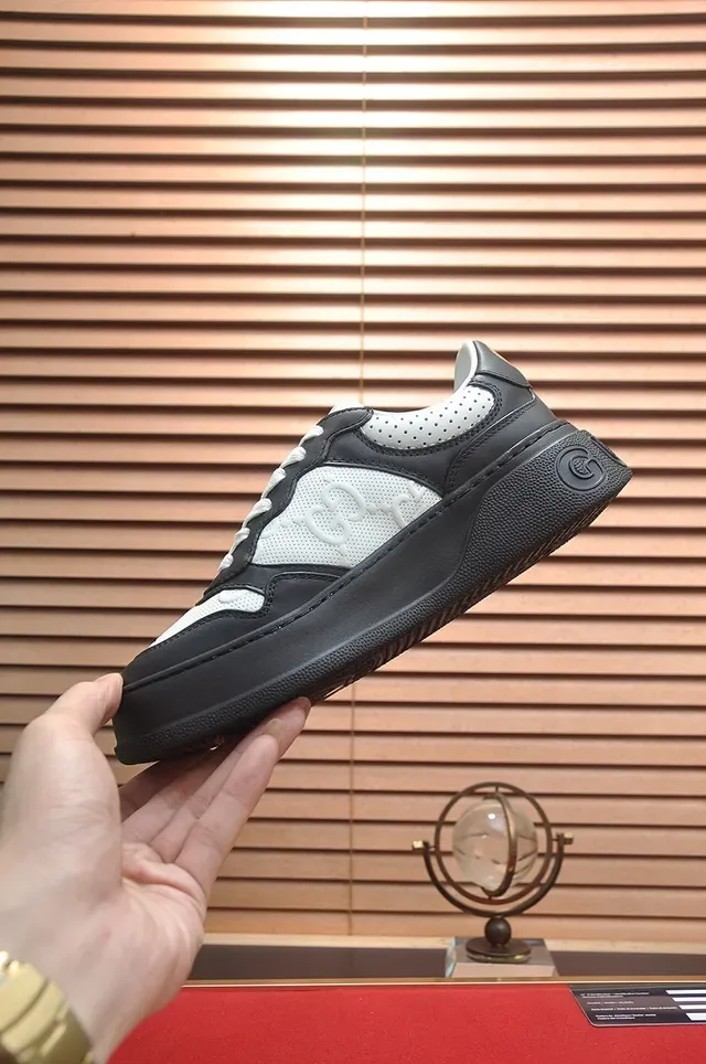 Gucci Rhyton Black and White Perforated Leather Lifestyle Sneakers 6