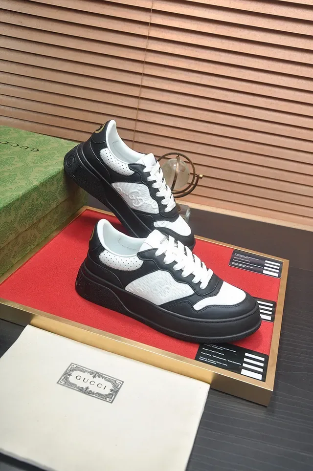 Gucci Rhyton Black and White Perforated Leather Lifestyle Sneakers 7