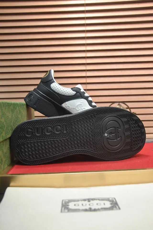 Gucci Rhyton Black and White Perforated Leather Lifestyle Sneakers 8