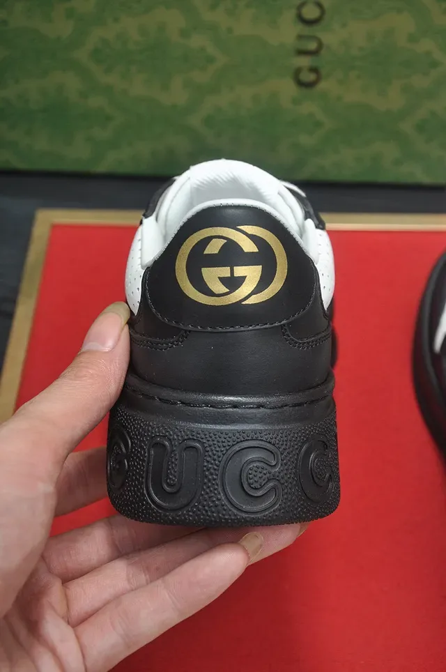 Gucci Rhyton Black and White Perforated Leather Lifestyle Sneakers 9
