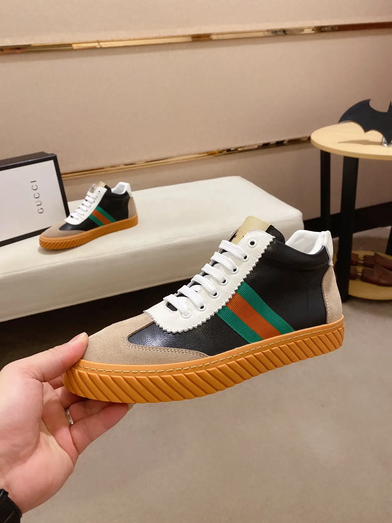 Gucci Rhyton Black Beige Green Orange Web Stripe Lifestyle Sneakers 8