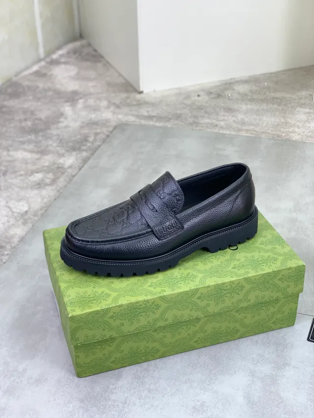 Gucci Rhyton Black Embossed GG Loafer 4