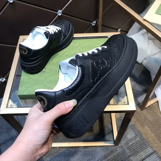 Gucci Rhyton Black Perforated Leather Platform Lifestyle Sneakers 4