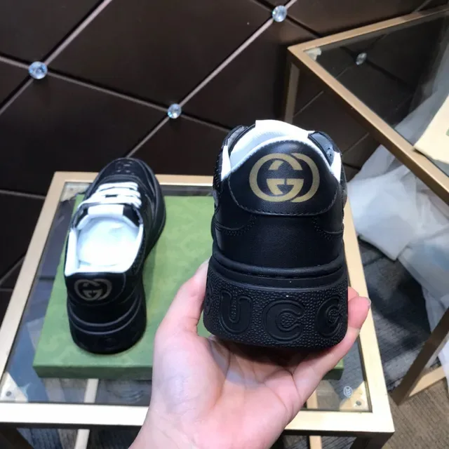 Gucci Rhyton Black Perforated Leather Platform Lifestyle Sneakers 5