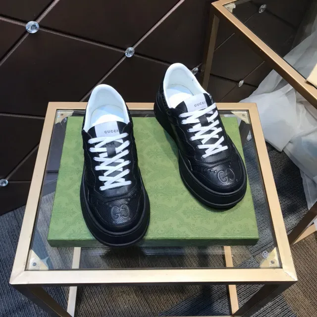Gucci Rhyton Black Perforated Leather Platform Lifestyle Sneakers 6