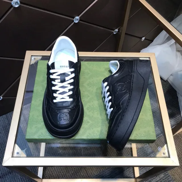 Gucci Rhyton Black Perforated Leather Platform Lifestyle Sneakers 7