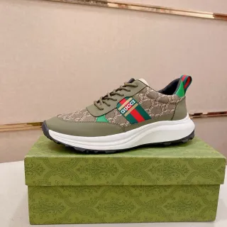 Gucci Rhyton أخضر زيتوني Monogram Canvas حذاء رياضي كبير