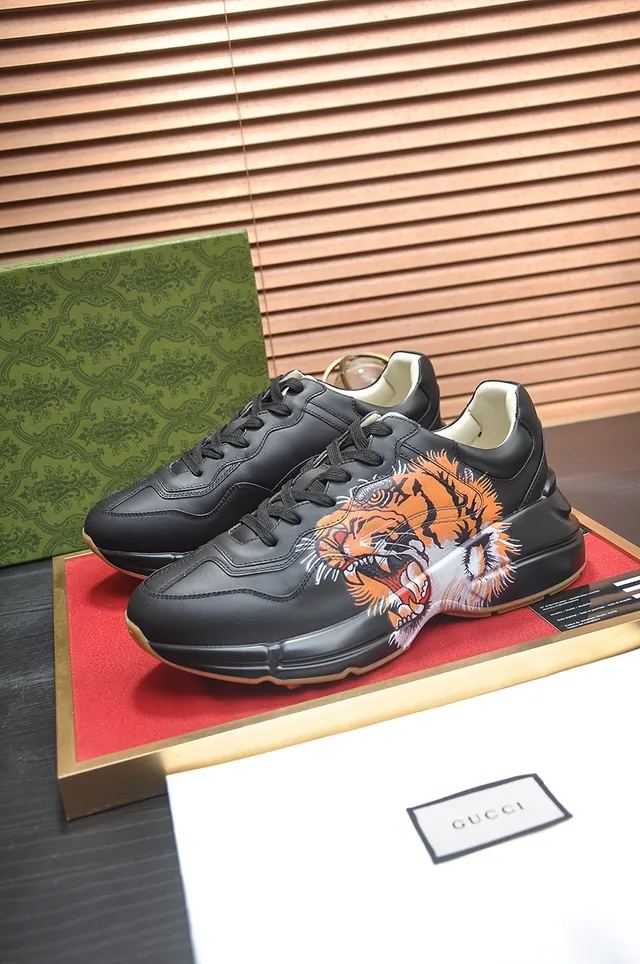 Gucci Rhyton Tiger Print Black Lifestyle Sneakers 3