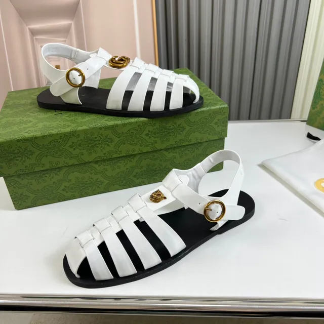 Gucci Rhyton সাদা চামড়ার গ্লাডিয়েটর স্যান্ডেল 7