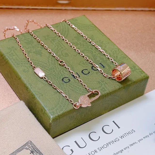 Gucci Rose Gold Cylinder Pendant Necklace 3