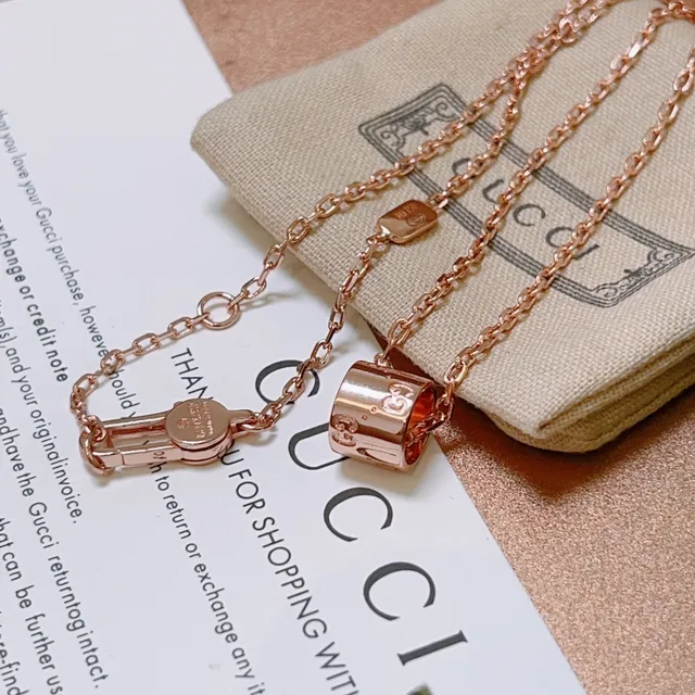 Gucci Rose Gold Cylinder Pendant Necklace 6
