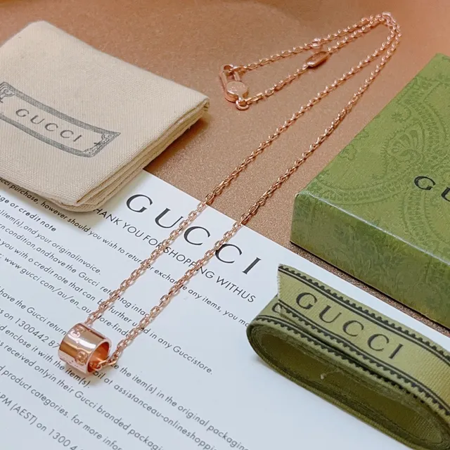 Gucci Rose Gold Cylinder Pendant Necklace 7
