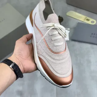 Gucci Screener Beige Gold Knit Upper Metallic Copper Overlay Lifestyle Sneakers