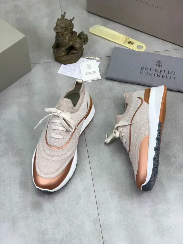Gucci Screener Beige Gold Knit Upper Metallic Copper Overlay Lifestyle Sneakers 5