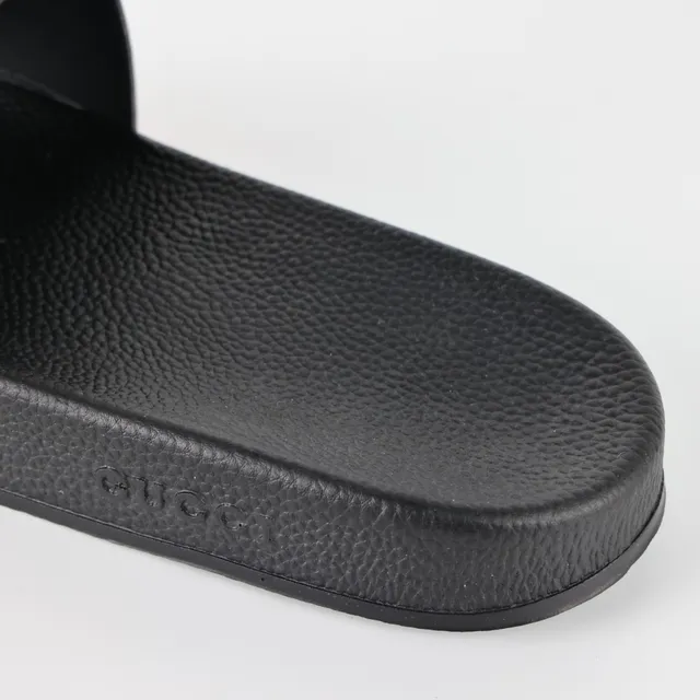 Gucci Screener Black Multicolor Logo-Print Strap Web Stripe Detail Slippers 4