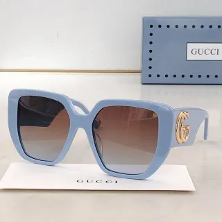 Gucci Screener Blue Brown Oversized Square Frame Light Acetate Sunglasses