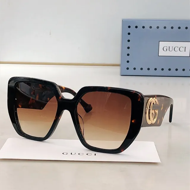 Gucci Screener Blue Brown Oversized Square Frame Light Acetate Sunglasses 4