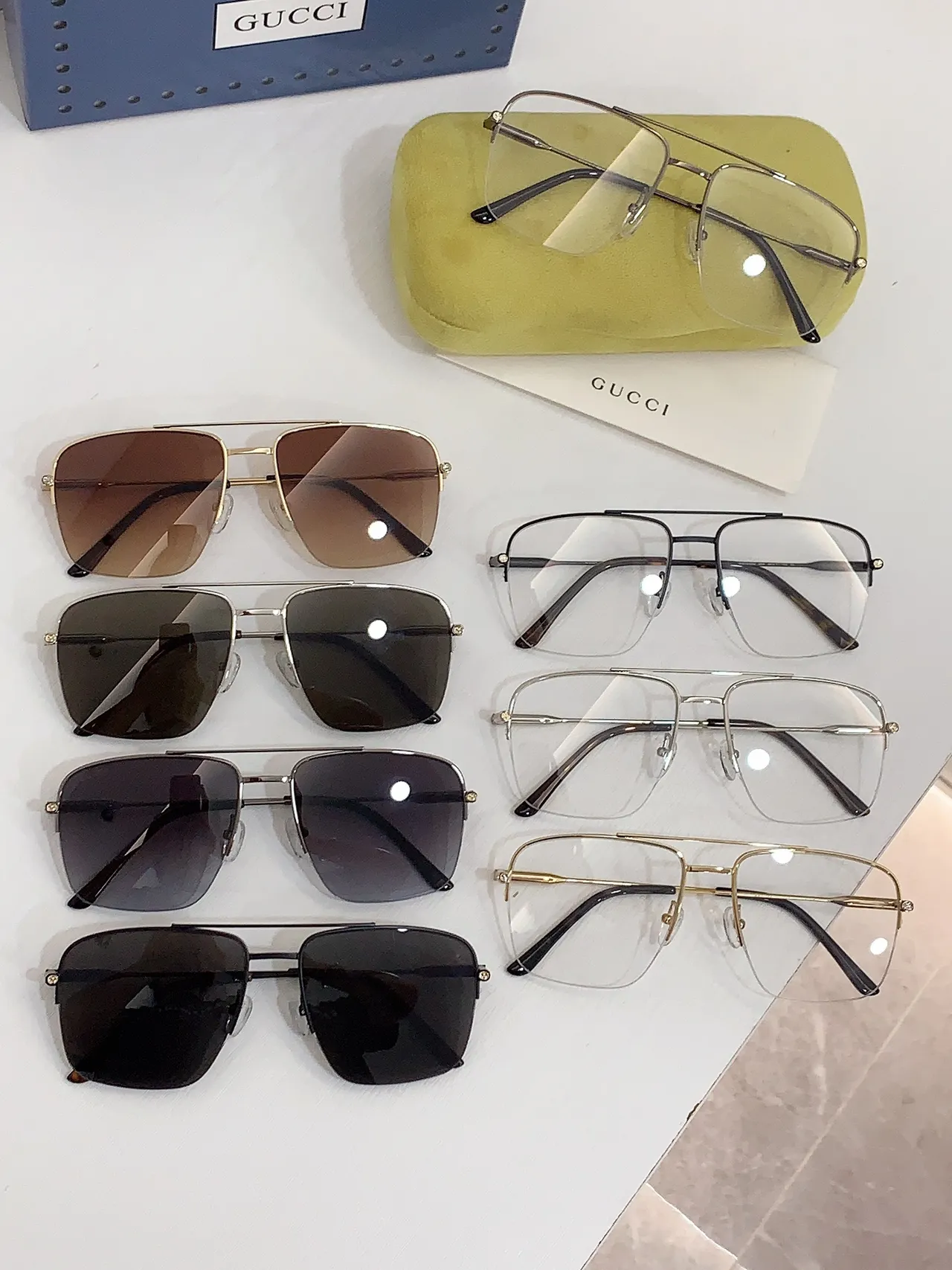 Gucci Screener Gold-Tone Rectangular Optical Glasses 2