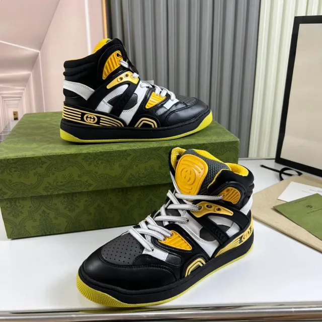 Gucci Screener High-Top Noir Jaune Blanc Chaussures Lifestyle 2